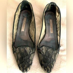 Black lace Manolo flats, 39, fit like 8